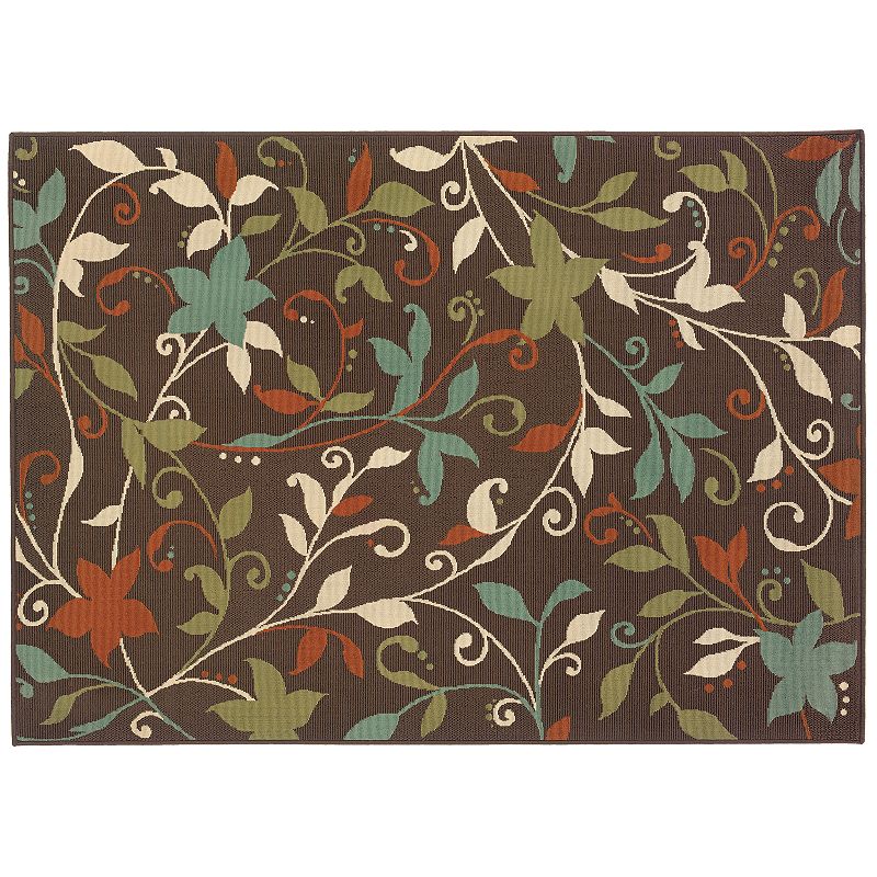 StyleHaven Montgomery Floral Indoor Outdoor Rug, Brown, 5X7.5 Ft