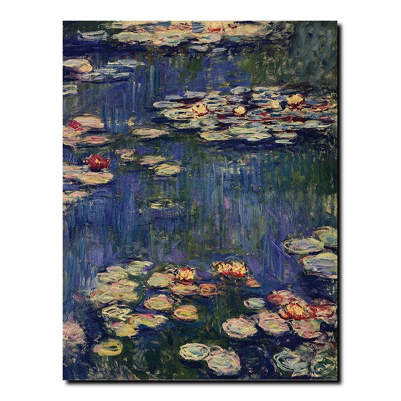 Water Lilies Canvas Wall Art by Claude Monet, Multicolor, 22 X 32