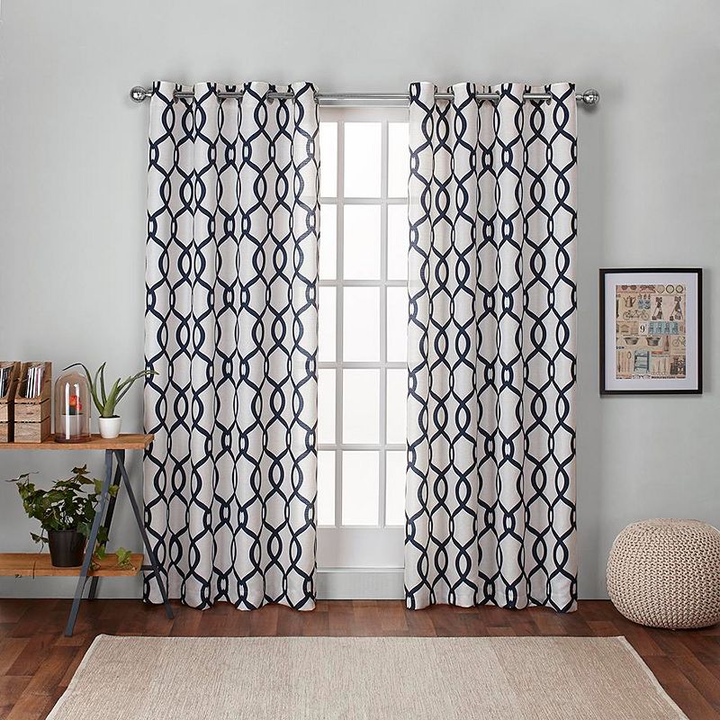 Exclusive Home Kochi Light Filtering Linen Blend Grommet Top Curtain Panel Pair  54 x63   Indigo