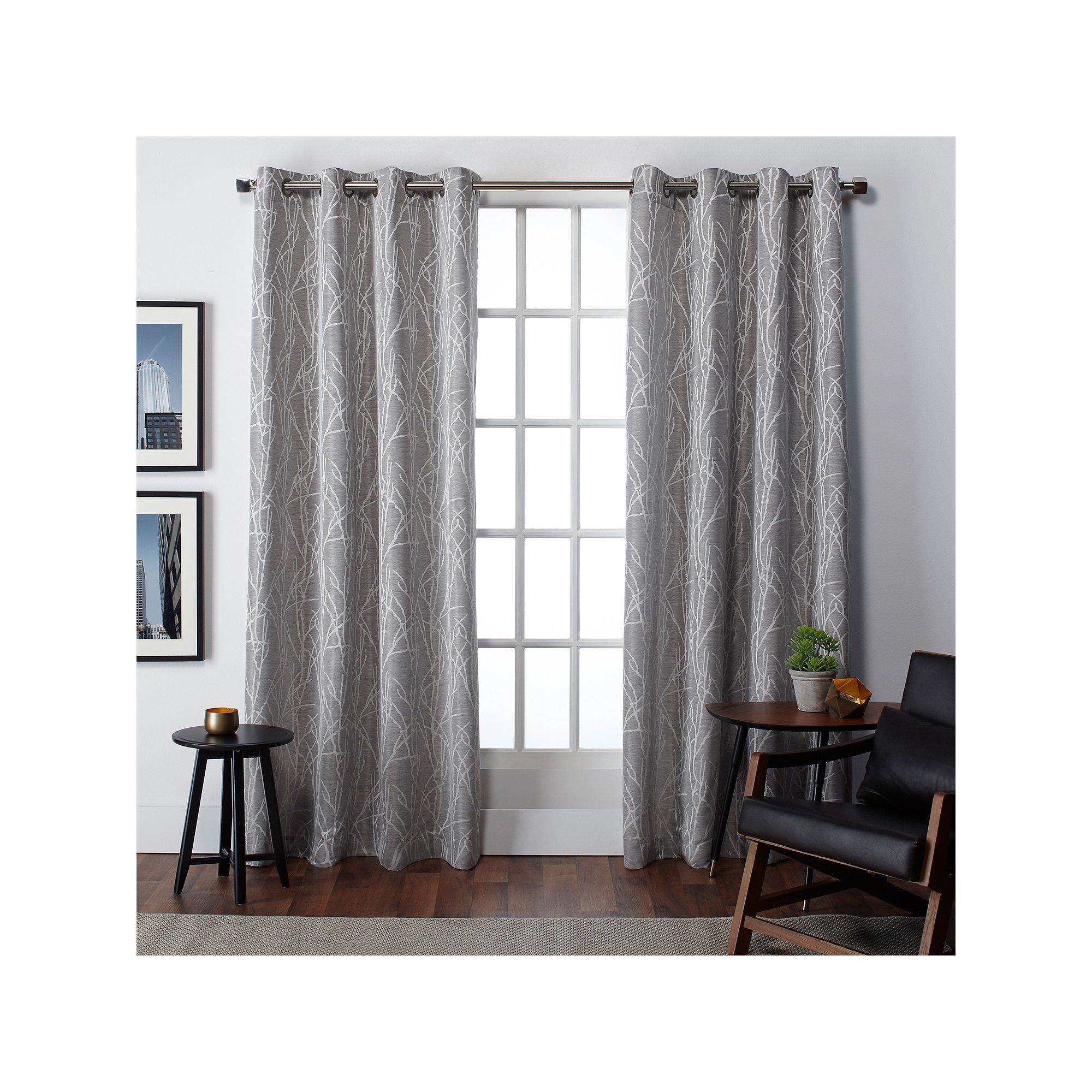 Exclusive Home 2-pack Finesse Grommet Top Window Curtains, Ash Gray