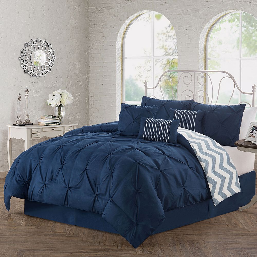 Avondale Ella Pinch Pleat 5 Pc Reversible Duvet Cover Set