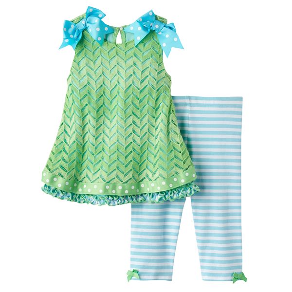 Bonnie Jean Chevron Polka Dot Tunic & Stripe Leggings Set - Baby Girl