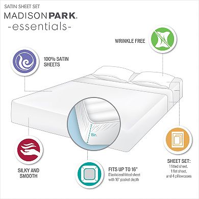 Madison Park Essentials Satin Luxury Sheet Set or Pillowcases
