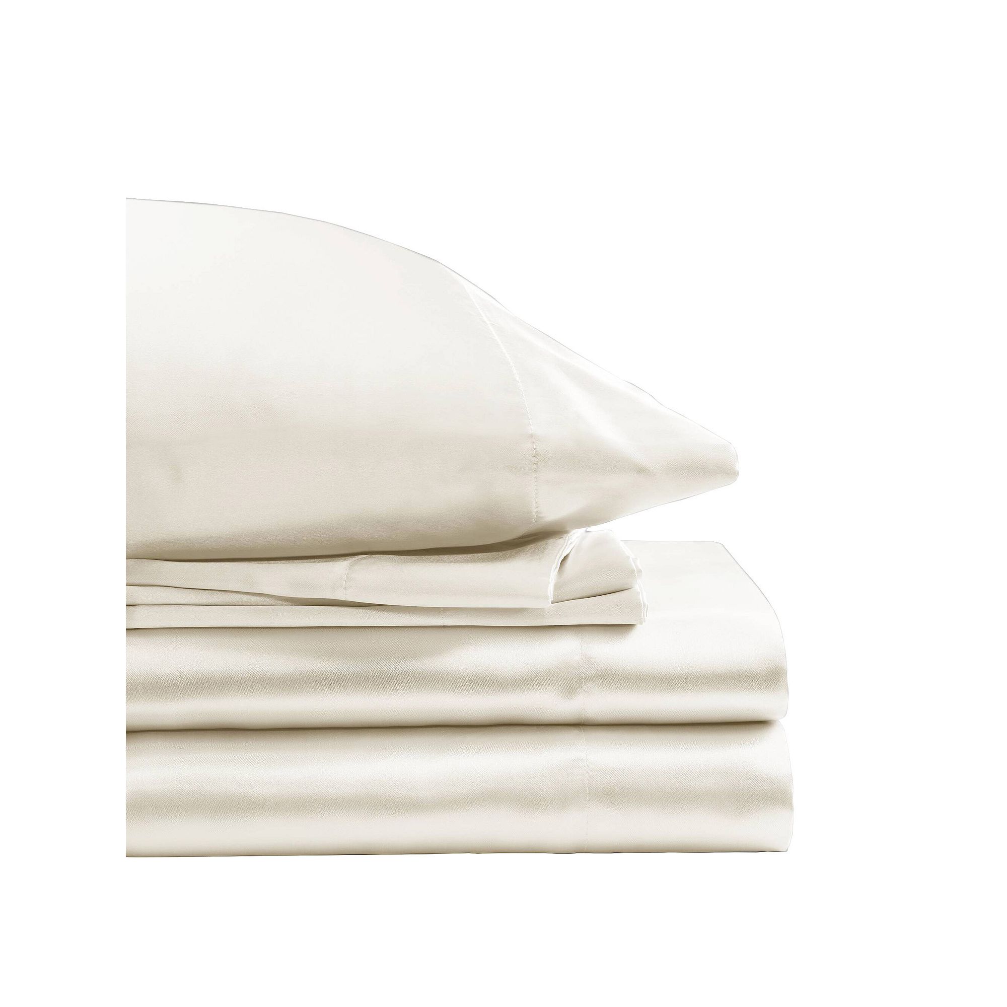 Madison Park Essentials Satin Luxury Solid Sheet Set and Pillowcases, Ivory