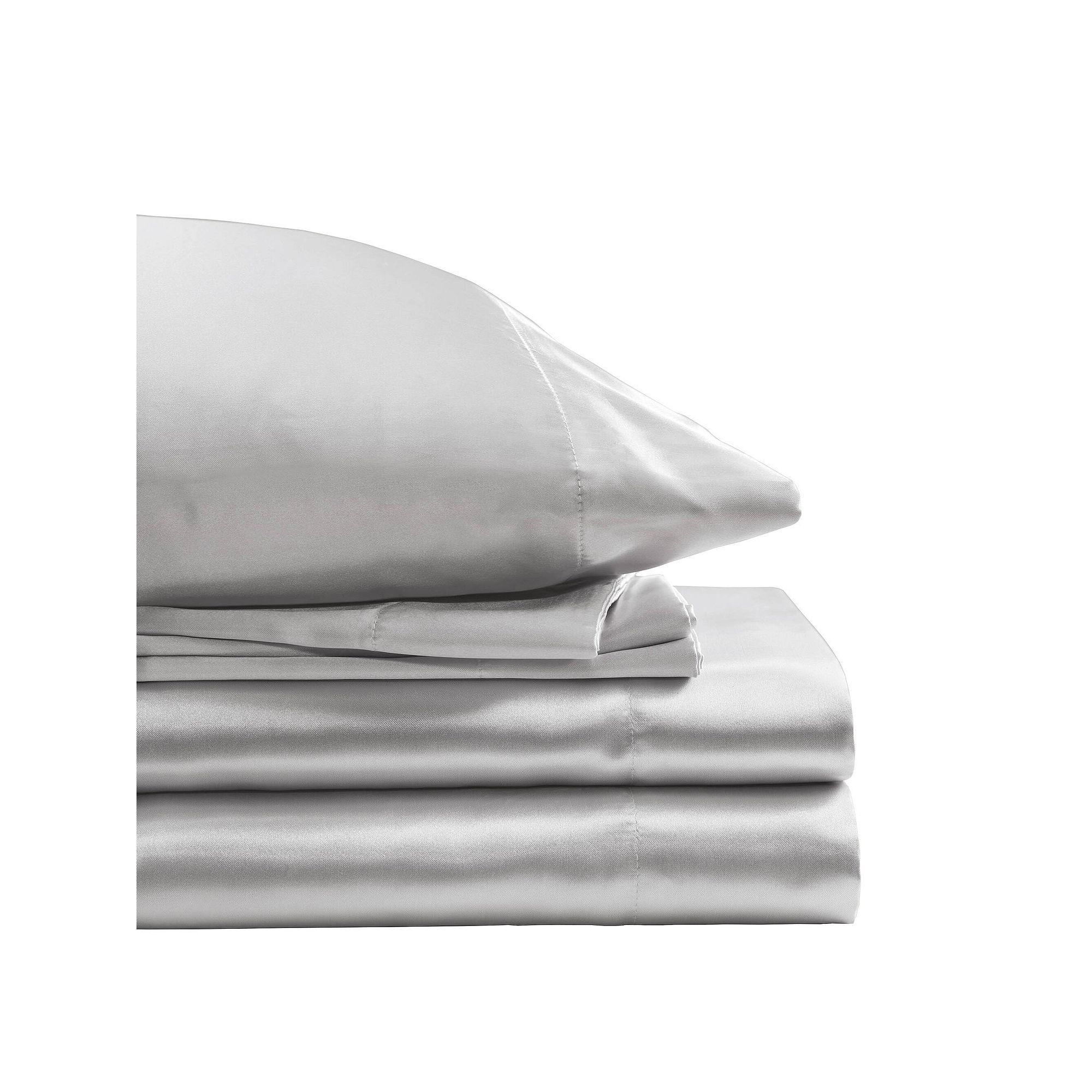 Madison Park Essentials Satin Luxury Solid Sheet Set and Pillowcases, Light