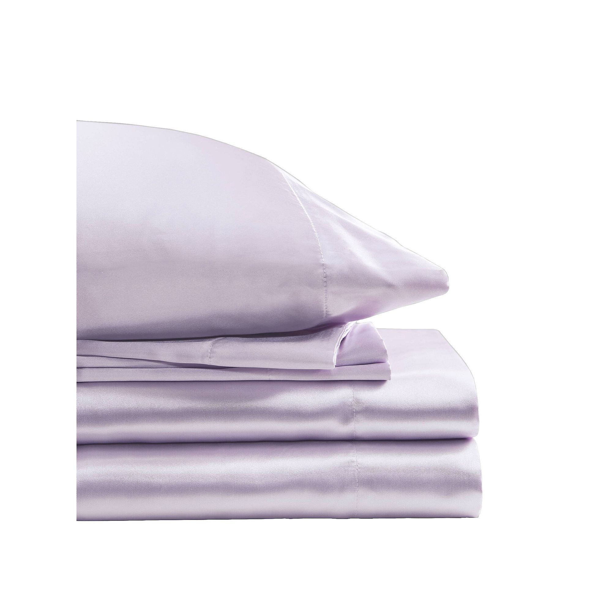 Madison Park Essentials Satin Luxury Solid Sheet Set and Pillowcases, Purpl
