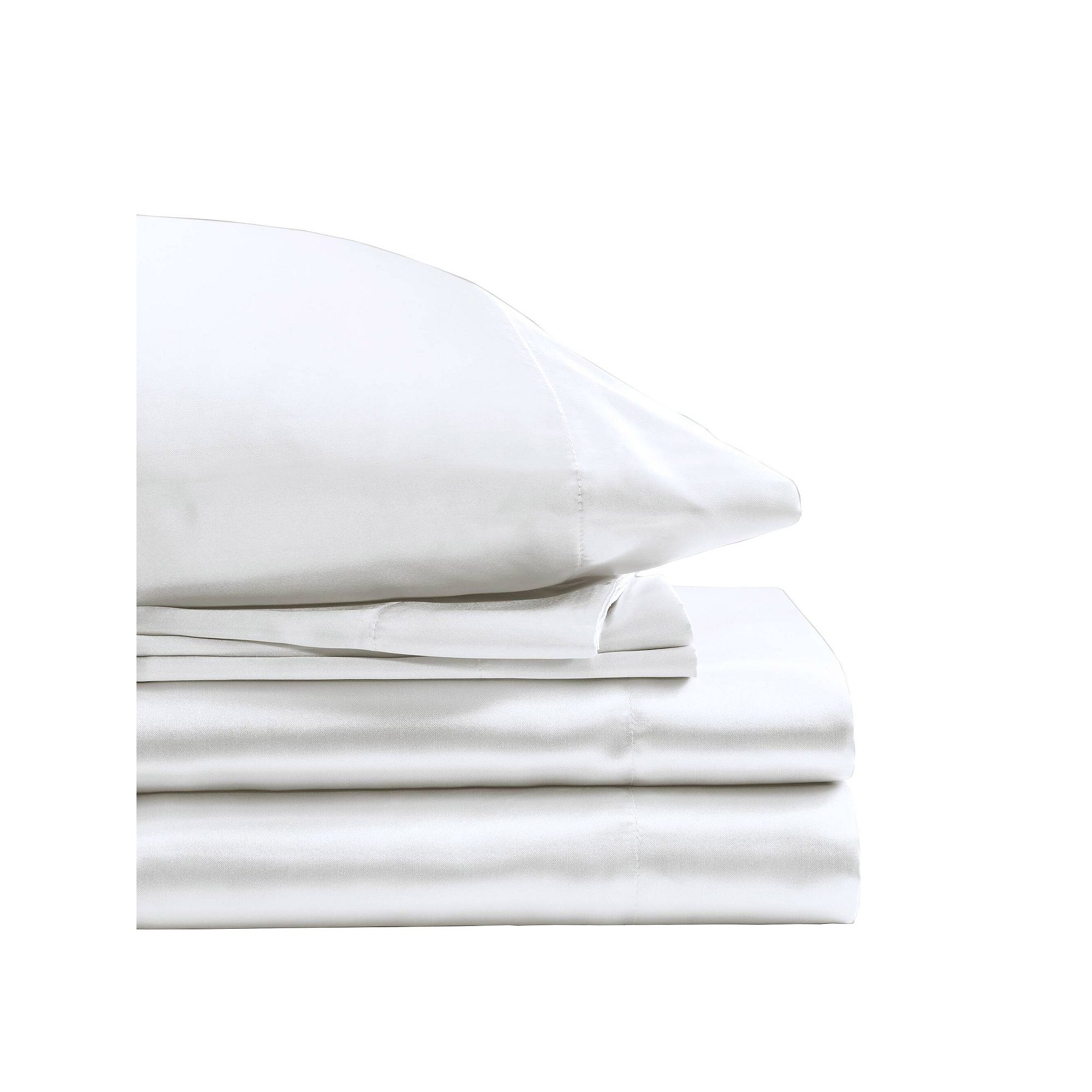 Madison Park Essentials Satin Luxury Solid Sheet Set and Pillowcases, White