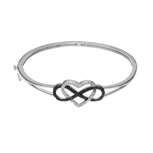 1/4 Carat T.W. Black & White Diamond Sterling Silver Heart & Infinity ...