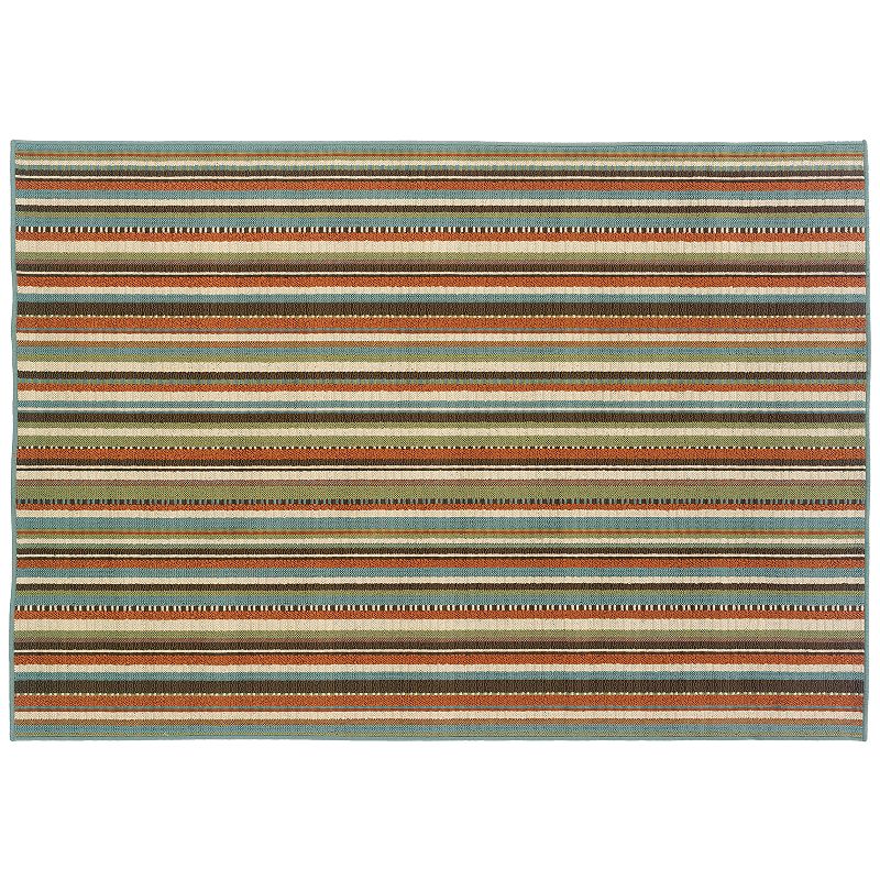 StyleHaven Montgomery Striped Indoor Outdoor Rug, Green, 8X11 Ft