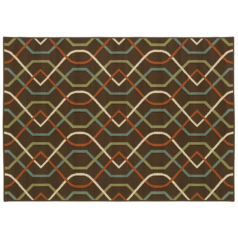 StyleHaven Montgomery Geometric Indoor Outdoor Rug, Brown, 6.5X9.5 Ft