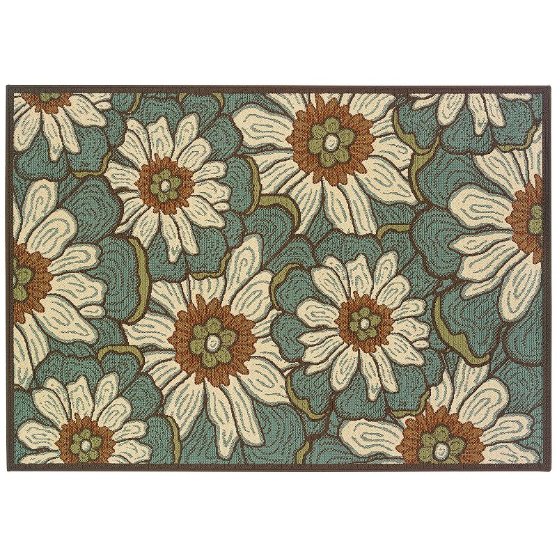 StyleHaven Montgomery Floral Blue Indoor Outdoor Rug, 6.5X9.5 Ft