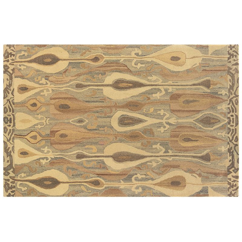 StyleHaven Anna Gray Abstract Ikat Wool Rug, Beig/Green, 5X8 Ft