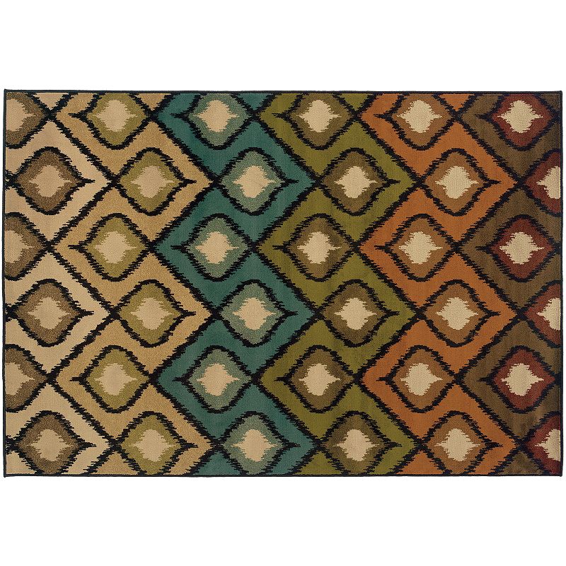 StyleHaven Elliott Beige Geometric Rug, Beig/Green, 6.5X9.5 Ft