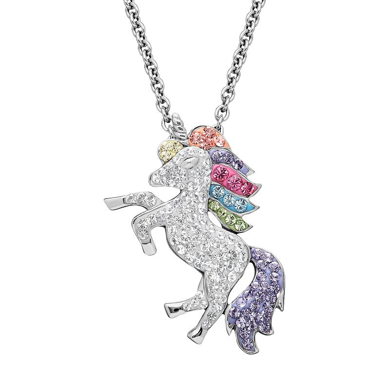 Artistique Sterling Silver Crystal Unicorn Pendant Necklace, Womens, White