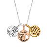 Timeless Sterling Silver Tri-Tone "Good Friends" Triple Disc Pendant Necklace
