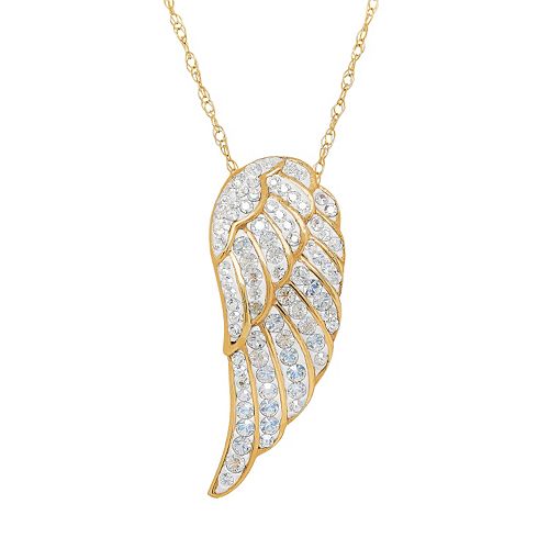 Artistique Crystal 18k Gold Over Silver Angel Wing Pendant Necklace ...