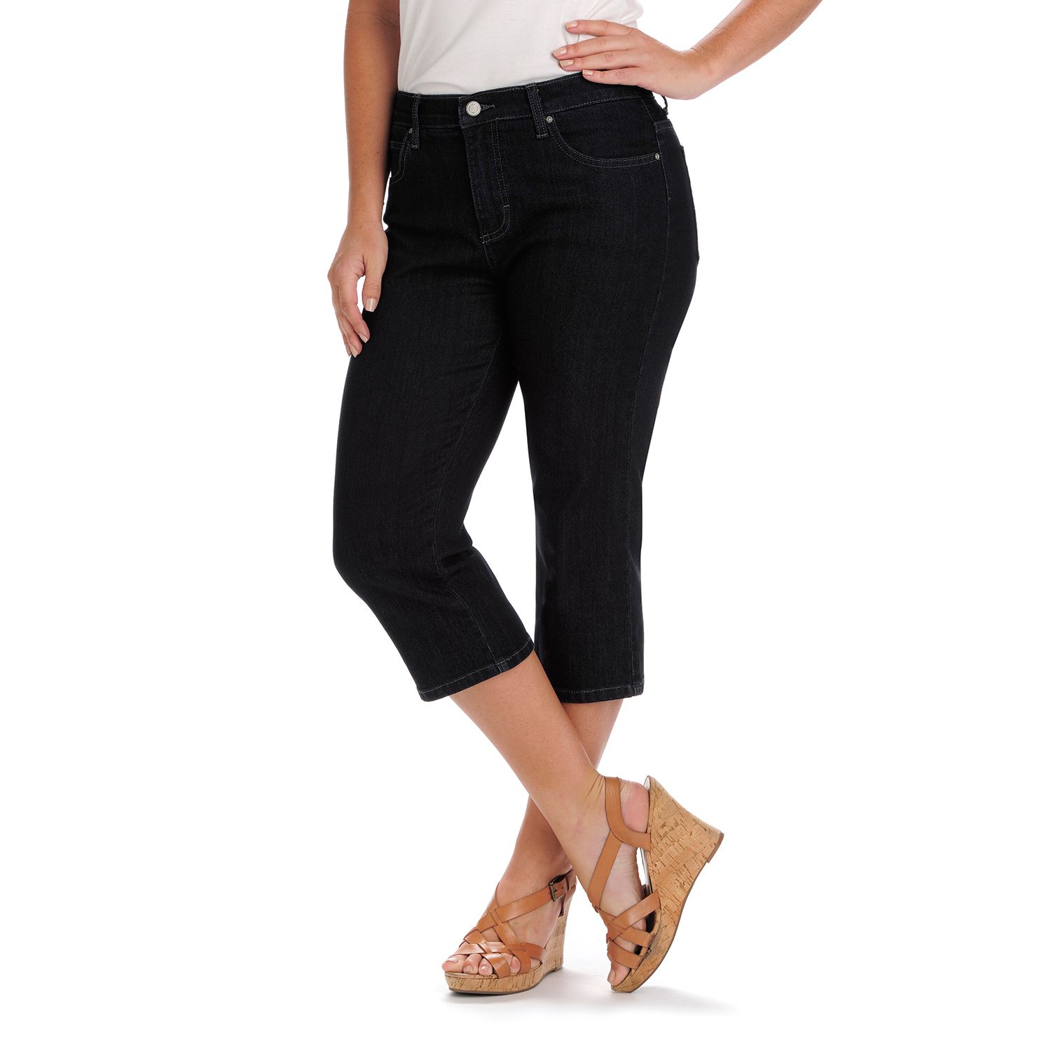 women's lee relaxed fit denim capris