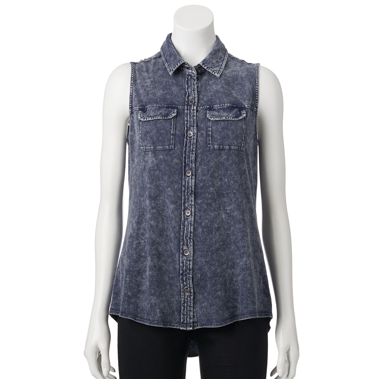 ladies sleeveless denim shirt