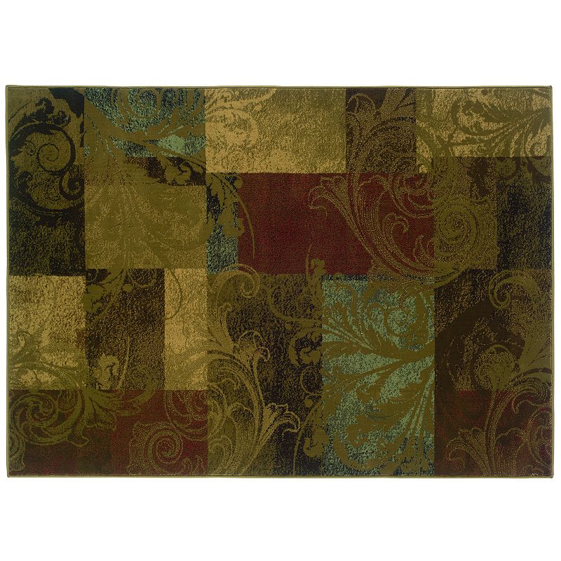 StyleHaven Henderson Floral Block Rug, Green, 4X5.5 Ft