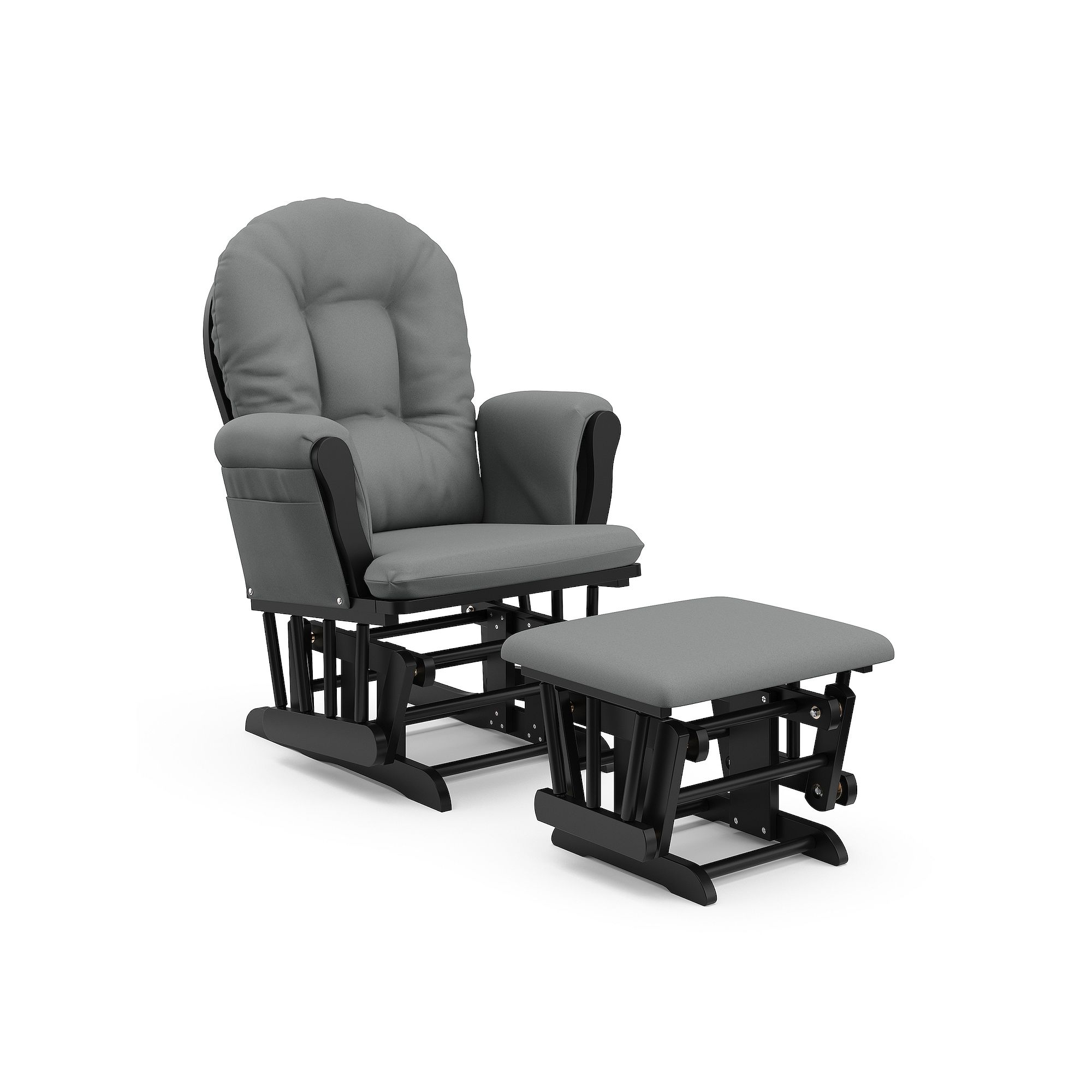 Storkcraft Hoop Custom Glider Chair & Ottoman Set, Black Gray