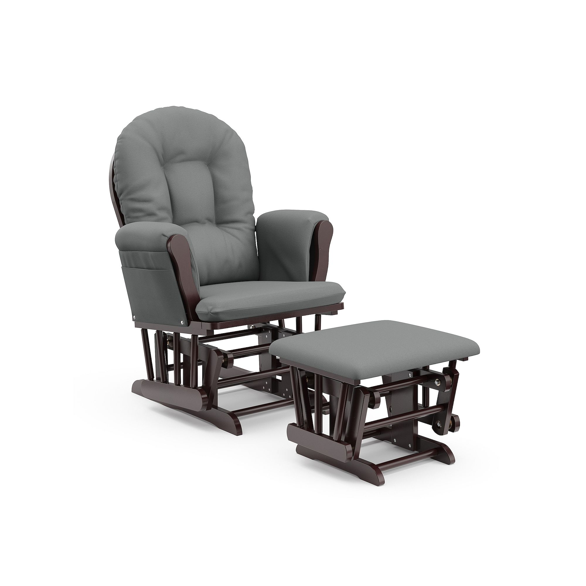 Storkcraft Hoop Custom Glider Chair & Ottoman Set, Brown Gray