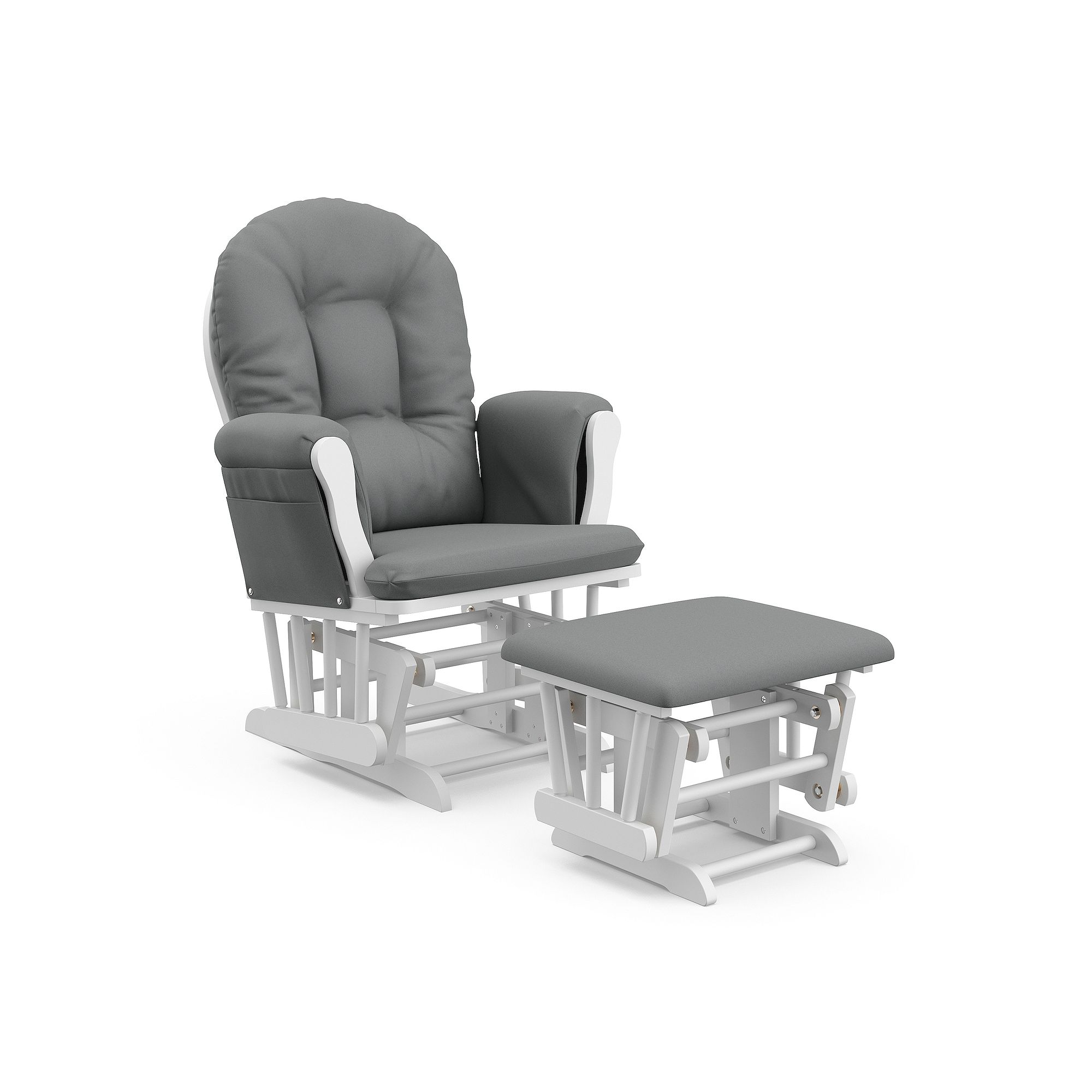 Storkcraft Hoop Custom Glider Chair & Ottoman Set, White Gray