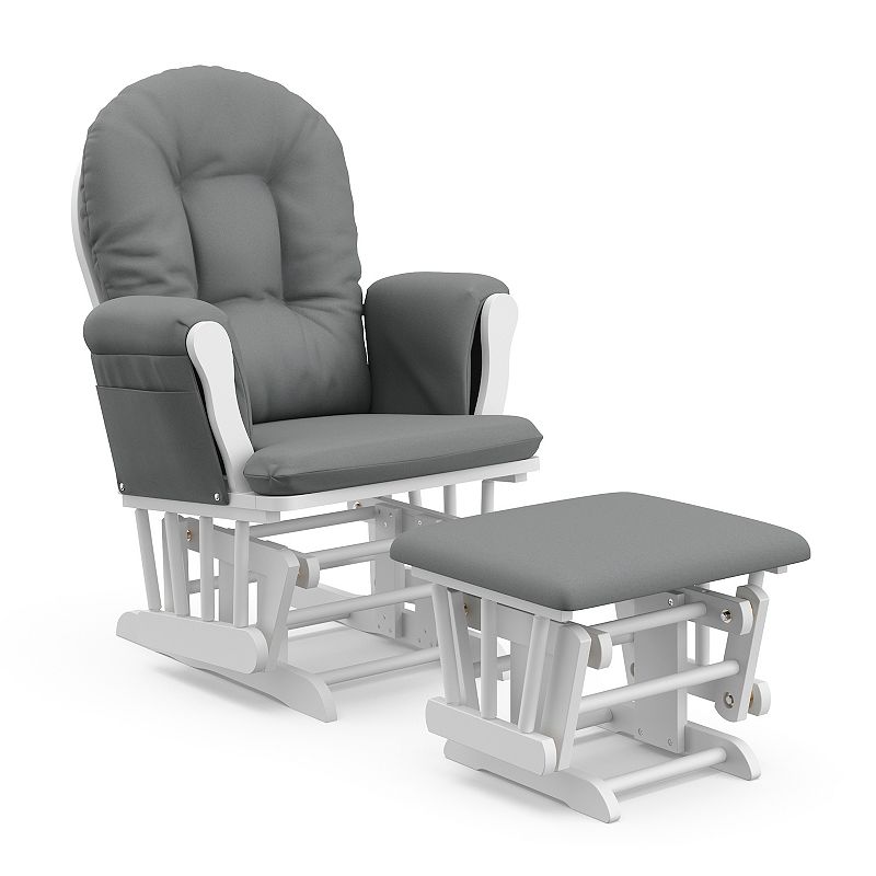Storkcraft Hoop Glider Nursery Rocking Chair and Ottoman - White Frame/Gray Fabric