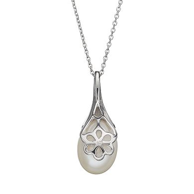 Freshwater Cultured Pearl Sterling Silver Pendant Necklace & Drop Earring Set