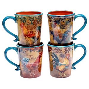 Certified International Rustic Rooster 4-pc. Mug Set