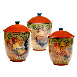 Certified International Rustic Rooster 3-pc. Canister Set