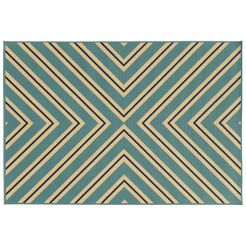 StyleHaven River Geometric Diamond Indoor Outdoor Rug, Blue, 6.5X9.5 Ft