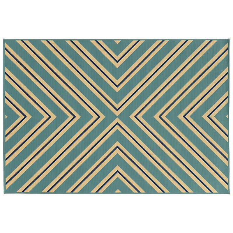 StyleHaven River Geometric Diamond Indoor Outdoor Rug, Blue, 6.5X9.5 Ft