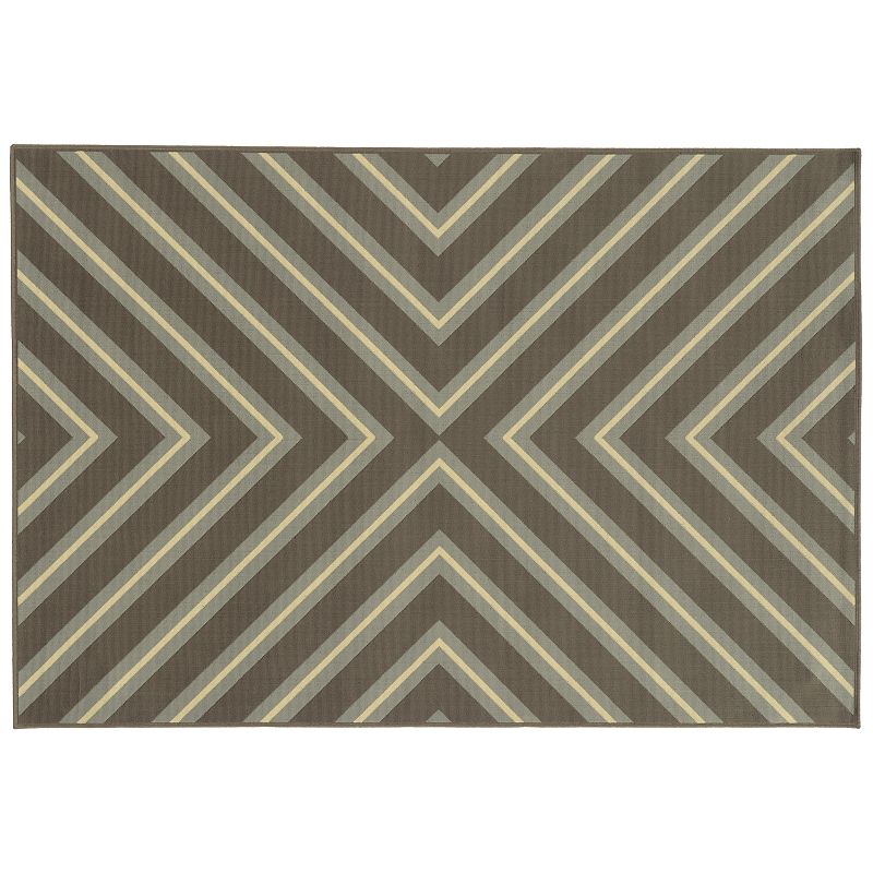 StyleHaven River Geometric Diamond Indoor Outdoor Rug, Brown, 6.5X9.5 Ft