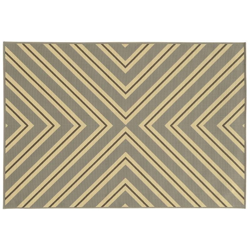 StyleHaven River Geometric Diamond Indoor Outdoor Rug, Grey, 8X11 Ft