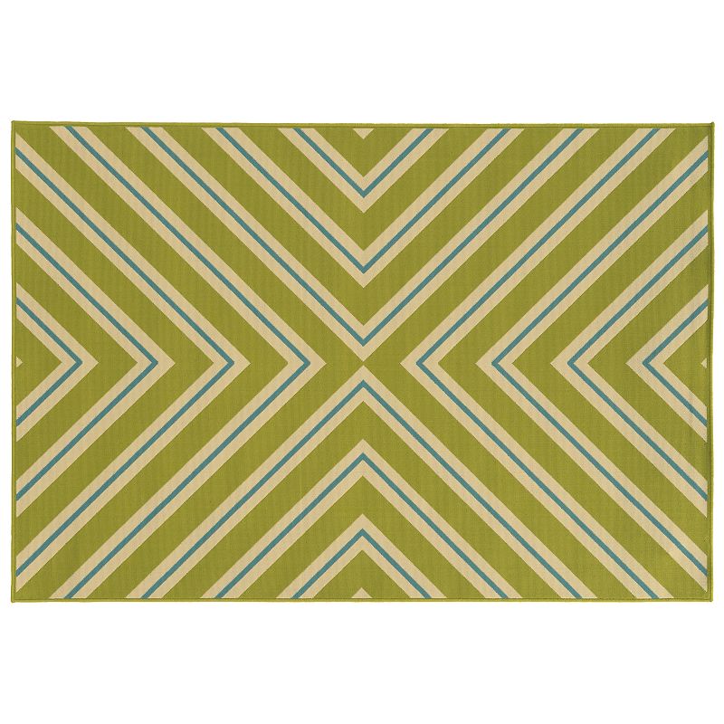 StyleHaven River Geometric Diamond Indoor Outdoor Rug, Green, 8Ft Rnd