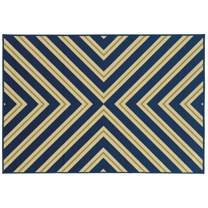 StyleHaven River Geometric Diamond Indoor Outdoor Rug, Dark Blue, 6.5X9.5 Ft