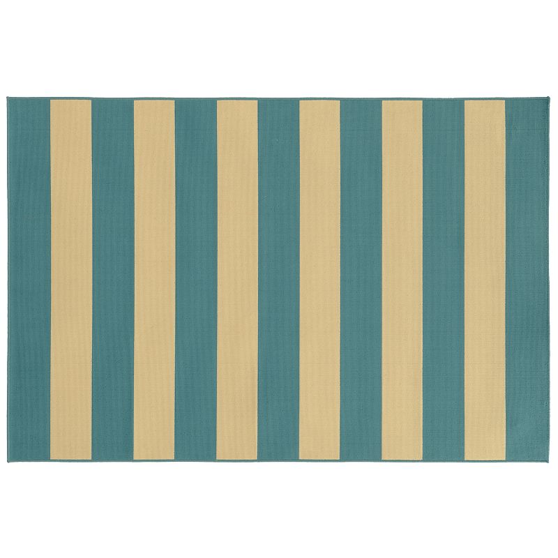 StyleHaven River Geometric Striped Indoor Outdoor Rug, Blue, 8X11 Ft