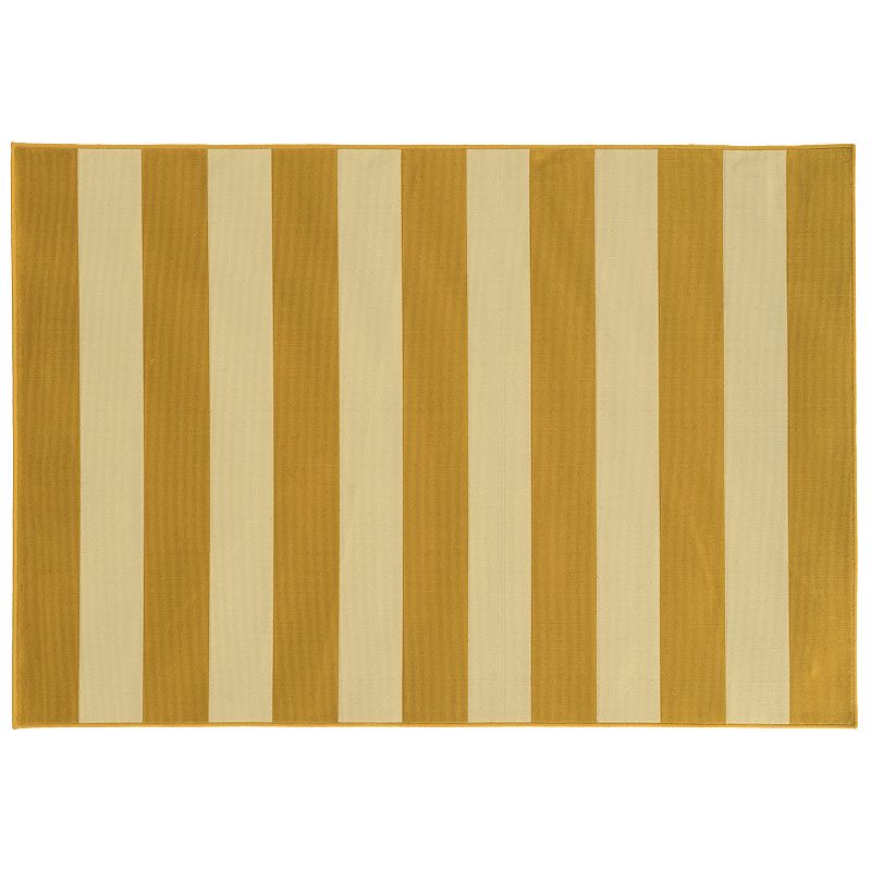 StyleHaven River Geometric Striped Indoor Outdoor Rug, Beig/Green, 5X7.5 Ft