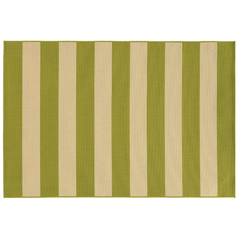 StyleHaven River Geometric Striped Indoor Outdoor Rug, Green, 6.5X9.5 Ft