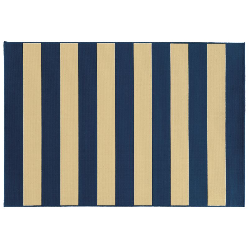 StyleHaven River Geometric Striped Indoor Outdoor Rug, Dark Blue, 6.5X9.5 Ft