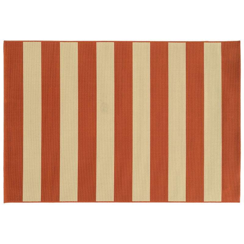 StyleHaven River Geometric Striped Indoor Outdoor Rug, Orange, 8.5X13 Ft