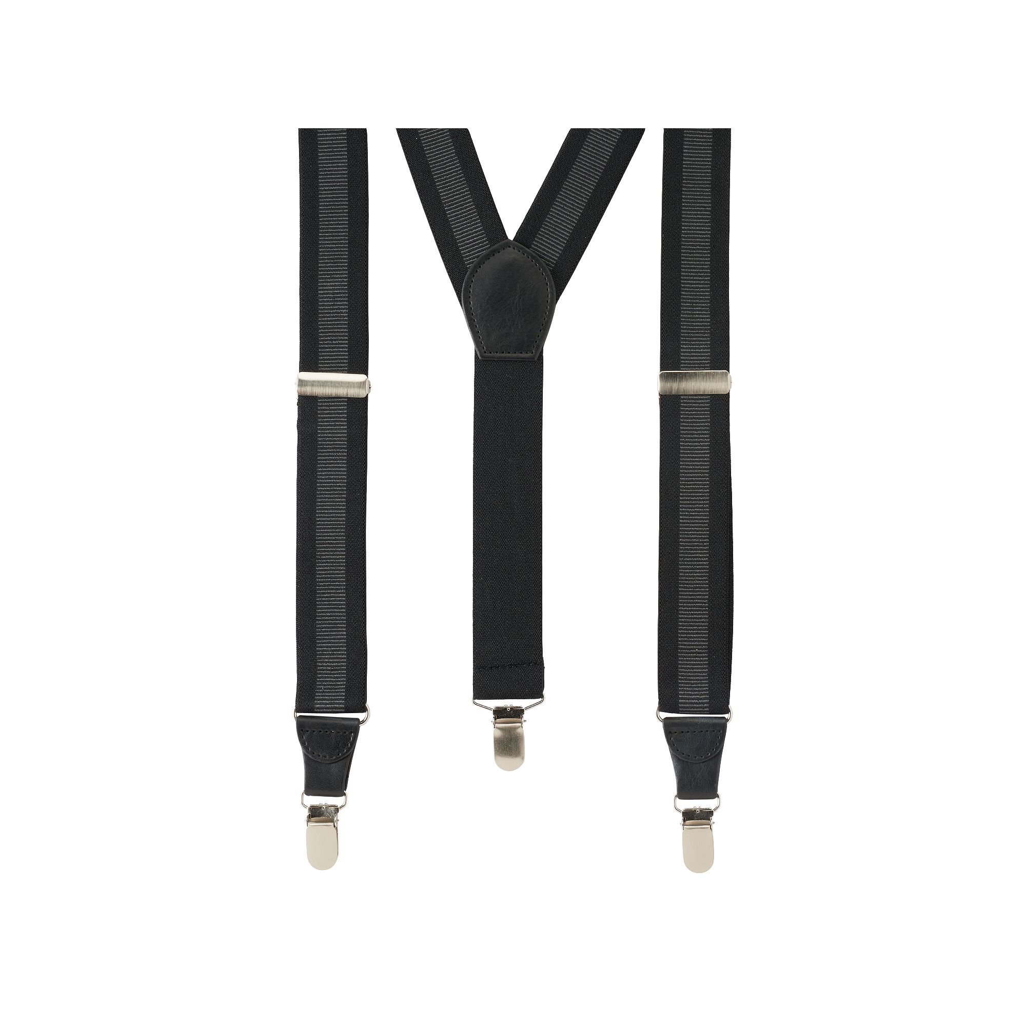 Mens Wembley Stretch Elastic Suspenders, Black Gray