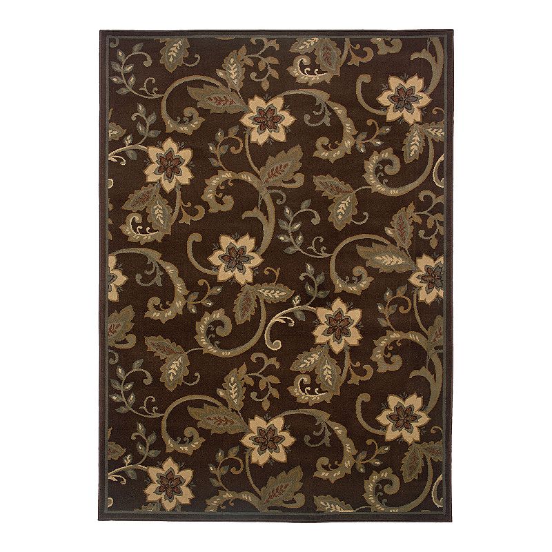 StyleHaven Andover Floral Scroll Rug, Brown, 5X7.5 Ft