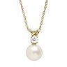 PearLustre by Imperial Freshwater Cultured Pearl and White Topaz 10k Gold Pendant Necklace