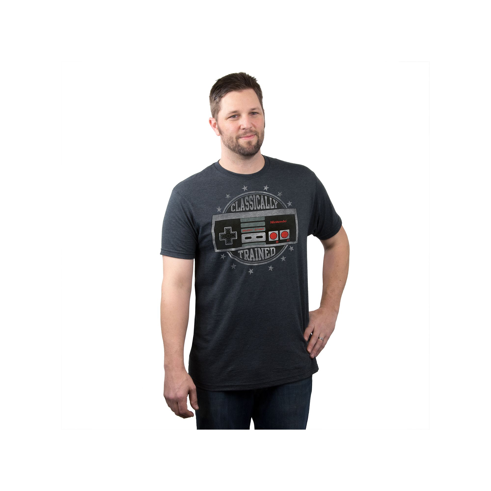Mens Nintendo Classically Trained Tee, Size: Small, Grey Heather