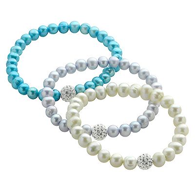 Light Blue Freshwater Cultured Freshwater Pearl Stretch Bracelet