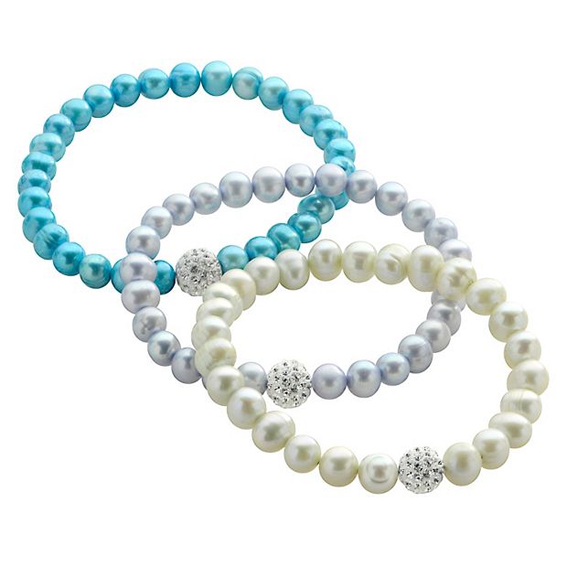 Light Blue Freshwater Cultured Freshwater Pearl Stretch Bracelet Light Blue Freshwater Cultured Freshwater Pearl Stretch Bracelet