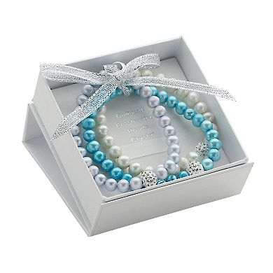 PearLustre by Imperial Dyed Freshwater Cultured Pearl & Crystal Stretch Bracelet Set