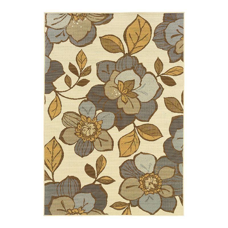 StyleHaven Bayside Floral Ivory Indoor Outdoor Rug, White, 6.5X9.5 Ft