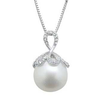 PearLustre by Imperial Freshwater Cultured Pearl & White Topaz Sterling Silver Pendant Necklace